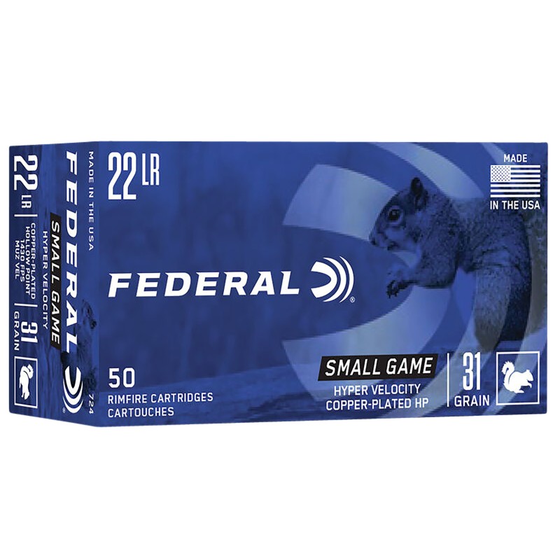 Federal 724 Small Game  Target  22 LR 31 gr Copper Plated Hollow Point 50 Per Box 100 Case