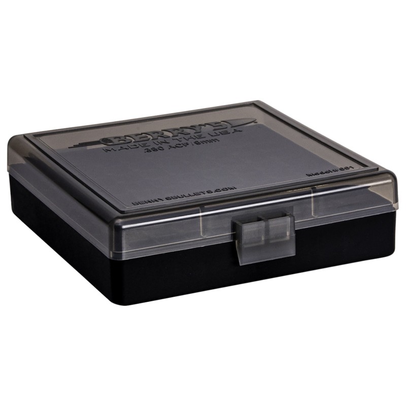 Berrys 41236 Ammo Box  380 ACP9mm Luger Smoke Lid wBlack Bottom 100rd