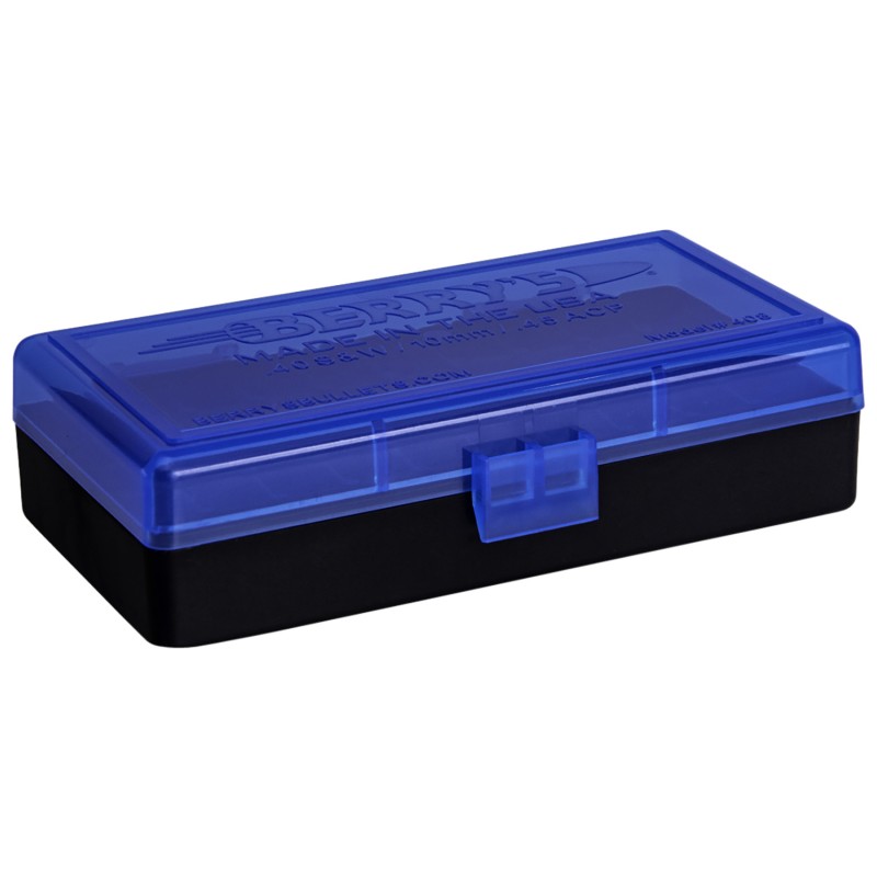 Berrys 38861 Ammo Box  40 SW45 ACP BlueBlack Polypropylene 50rd