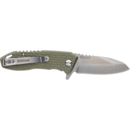 Schrade 1159317 Tenacity  Folding Modified Drop Point Part Serrated Satin AUS10A SS Blade Green Aluminum Handle