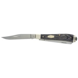 Old Timer 1135990 Heritage Series Trapper 940T 3 Folding Clip PointSpey Plain D2 Steel Blade 3.70 Gray Wood Laminate Handle