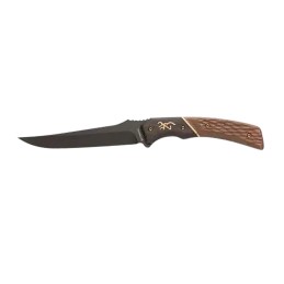 Browning 3220394 Hunter Trail Knife 4.50 Fixed Trailing Drop Point Blade Black Stonewashed 440C Stainless Steel TwoToned Jigged 