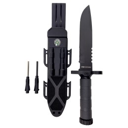 Humvee Adventure Gear HMVKFXB01 NextGen Survival Knife  7.50 Fixed Sawback Plain Black Stainless Steel BladeOD Green Textured Ru