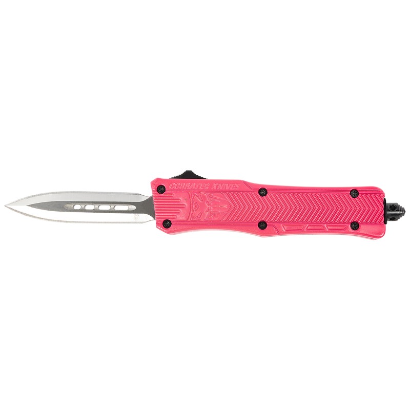 CobraTec Knives SPKCTK1SDAGNS CTK1  Small 2.75 OTF Dagger Plain D2 Steel Blade Pink Aluminum Handle Features Glass Breaker