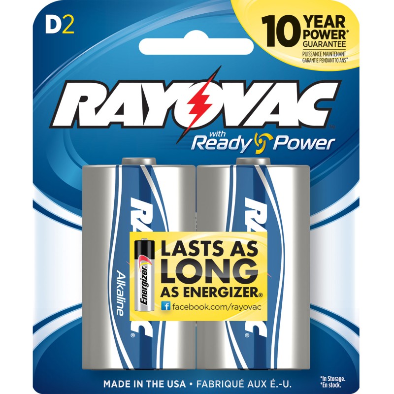 Rayovac 8132F D HIGH ENERGY Alkaline Batteries  SilverBlue 1.5 Volts 12000 mAh 2 Single Pack