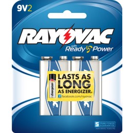 Rayovac A16042J 9V HIGH  ENERGY Alkaline Batteries  SilverBlue 9 Volts 565 mAh 2 Single Pack