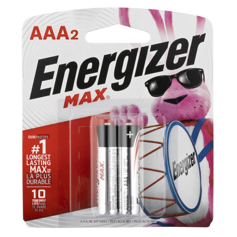 Energizer E92BP2 AAA Max BlackSilver 1.5V Alkaline Qty 2 Single Pack