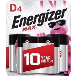 Energizer E95BP4 MAX D Batteries  Black  Silver Alkaline 1.5 Volt Qty 12 4 Pack