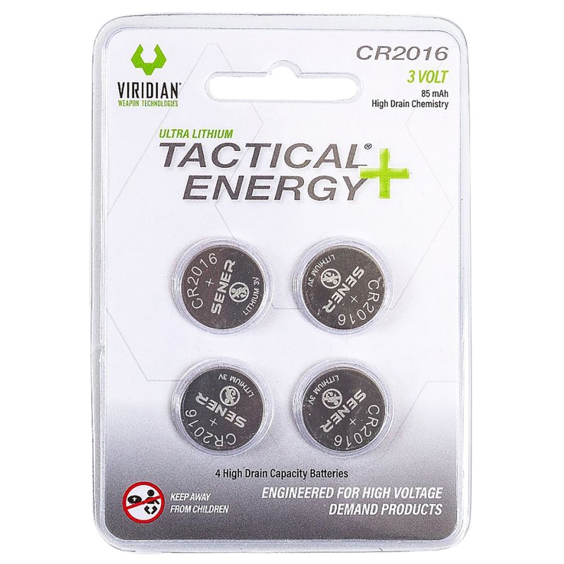 Viridian 3500013 CR2016 Lithium Battery Tactical Energy Silver 3.0 Volts 85 mAh 4 Single Pack