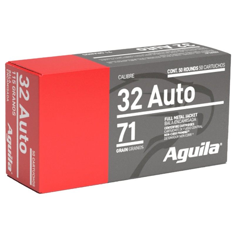 Aguila 1E322110 Target  Range Handgun 32ACP 71gr Full Metal Jacket 50 Per Box20 Case