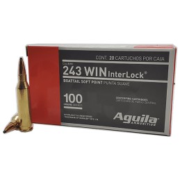 Aguila 8047AG   243Win 100gr InterLock Boat Tail Soft Point 20 Per Box10 Case