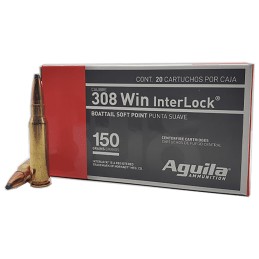 Aguila 8090AG   308Win 150gr InterLock Boat Tail Soft Point 20 Per Box10 Case