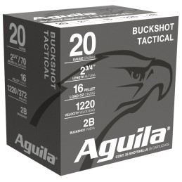 Aguila 1C2002BA Buckshot High Velocity 20Gauge 2.75 1oz 2Buck Shot 25 Per Box10 Case