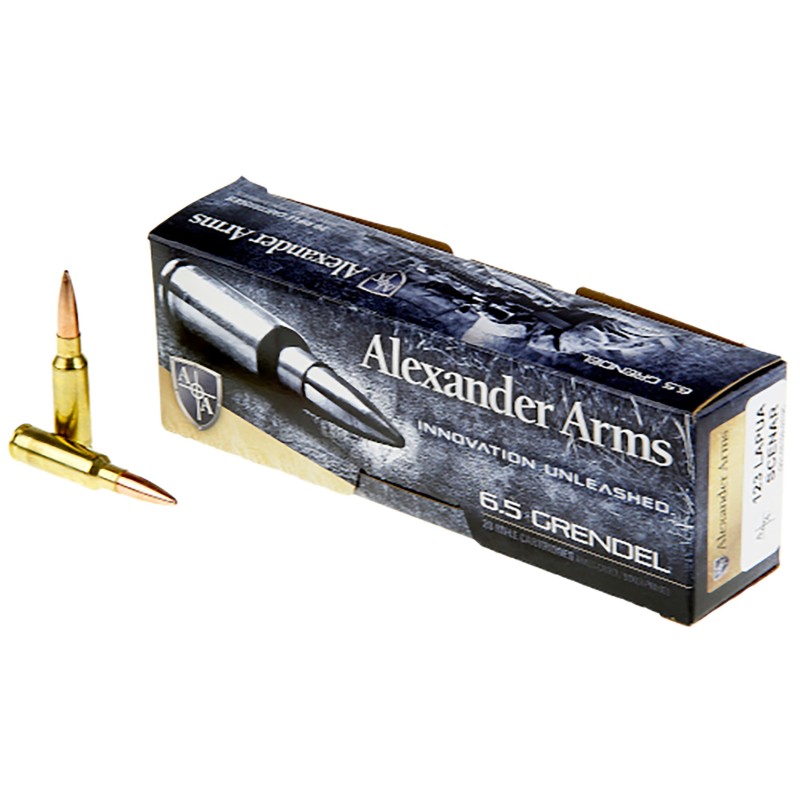 Alexander Arms AG123LSBOX Lapua Scenar  6.5Grendel 123gr Boat Tail Open Tip Match 20 Per Box10 Case