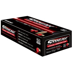 Ammo Inc 9115TMCSTRKRED50 Streak Visual RED  9mm Luger 115gr Total Metal Case 50 Per Box20 Case