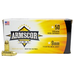 Armscor FAC92N USA  9mmLuger 115gr Full Metal Jacket 50 Per Box20 Case