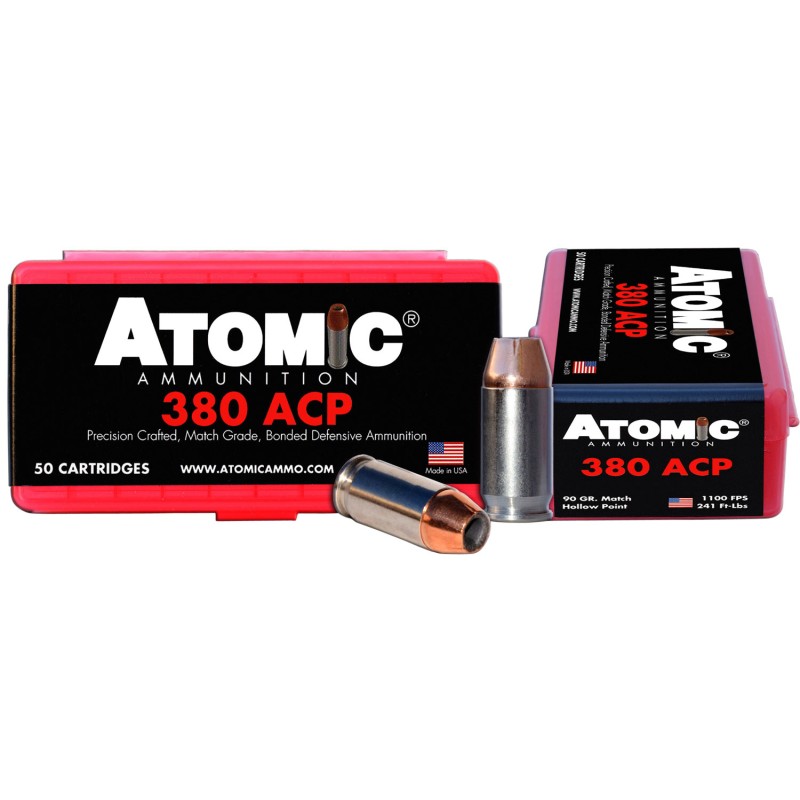 Atomic Ammunition 00414 Pistol Precision Craft 380ACP 90gr Hollow Point 50 Per Box10 Case