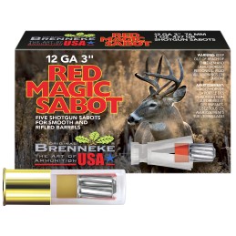 Brenneke SL123RMS Red Magic  12Gauge 3 1oz Sabot Slug Shot 5 Per Box50 Case