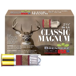 Brenneke SL162CLM Classic Magnum  16Gauge 2.75 1oz Slug Shot 5 Per Box50 Case