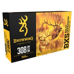 Browning Ammo B192403081 BXS Copper Expansion 308Win 150gr Lead Free Solid Expansion Polymer Tip 20 Per Box10 Case