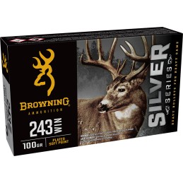 Browning Ammo B192602431  Silver 243Win 100gr Plated Soft Point 20 Per Box10 Case