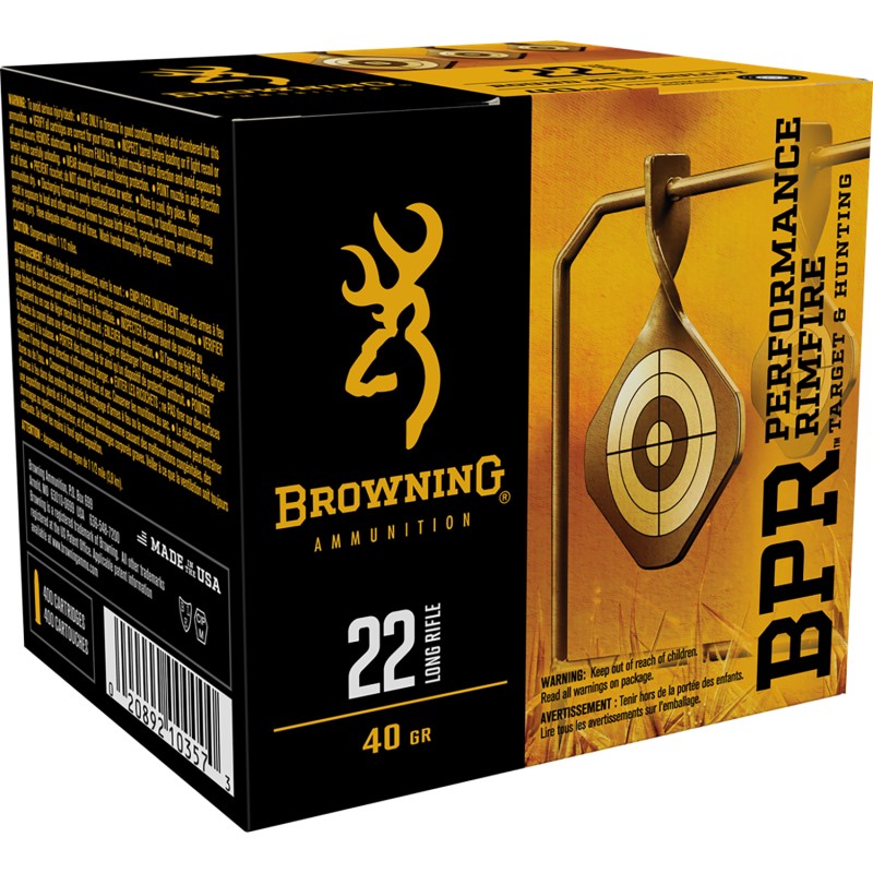 Browning Ammo B194122400 BPR Performance Rimfire  22LR 40gr Lead Round Nose 400 Per Box4 Case