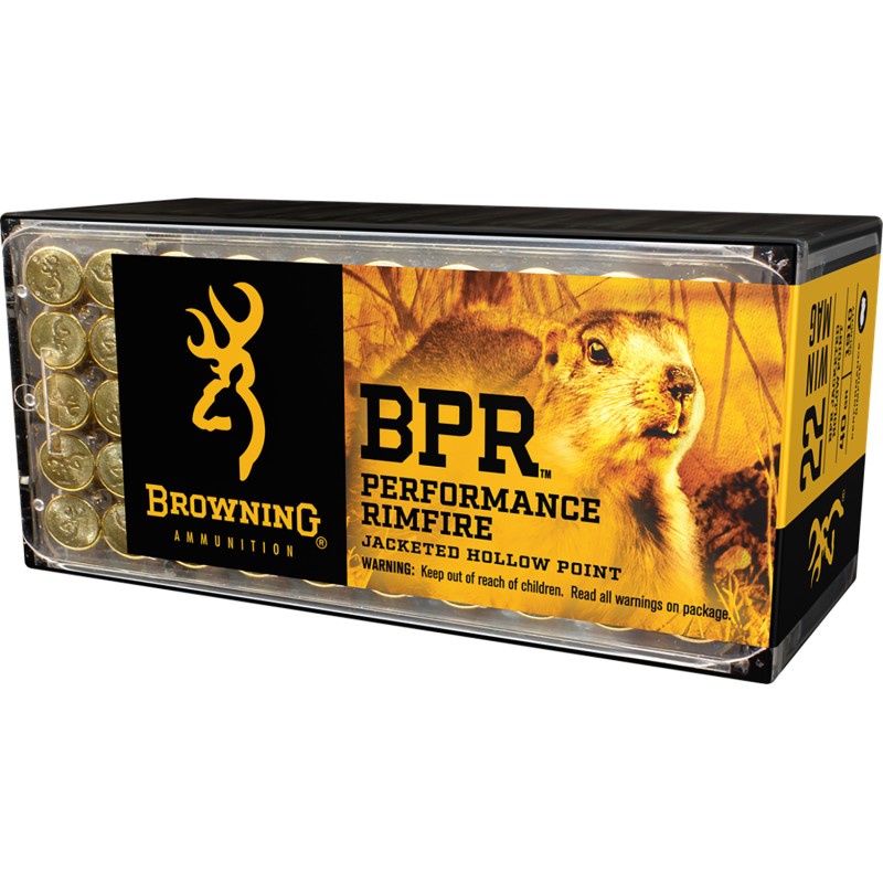 Browning Ammo B195122050 BPR Performance Rimfire  22WMR 40gr Jacket Hollow Point 50 Per Box20 Case