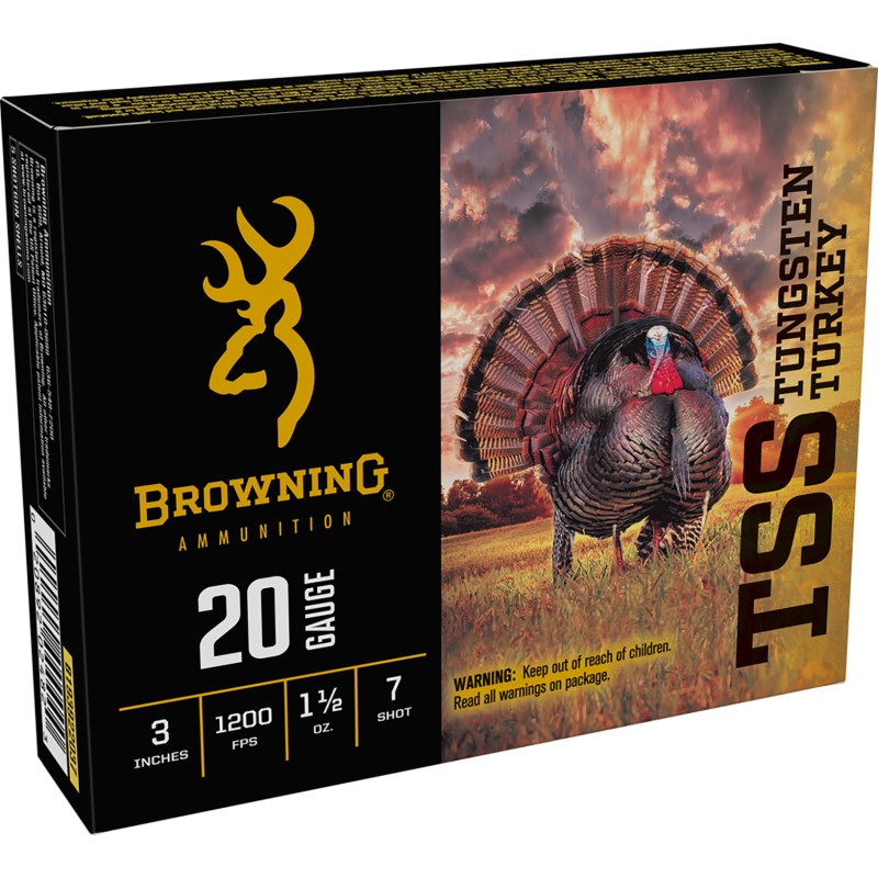 Browning Ammo B193922037 TSS Tungsten Turkey 20Gauge 3 1 12oz Tungsten 7Shot 5 Per Box10 Case