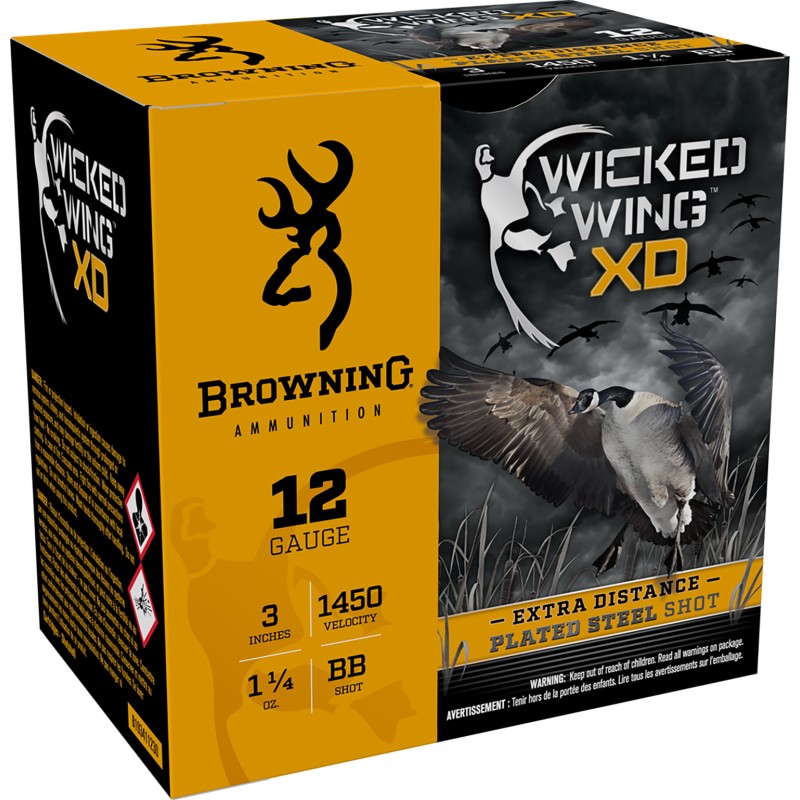 Browning Ammo B193411230 Wicked Wing XD  12Gauge 3 1 14oz BBShot 25 Per Box10 Case