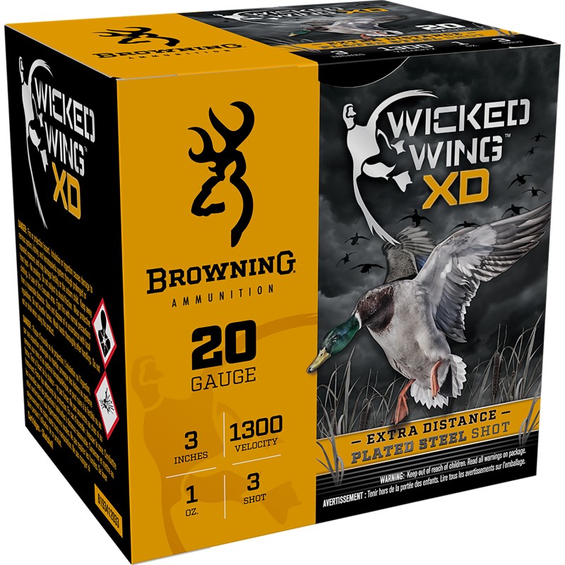 Browning Ammo B193412033 Wicked Wing XD  20Gauge 3 1oz 3Shot 25 Per Box10 Case