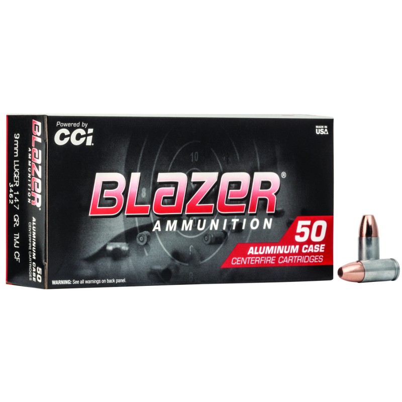 CCI 3462 Blazer CleanFire Handgun 9mmLuger 147gr Total Metal Jacket 50 Per Box20 Case