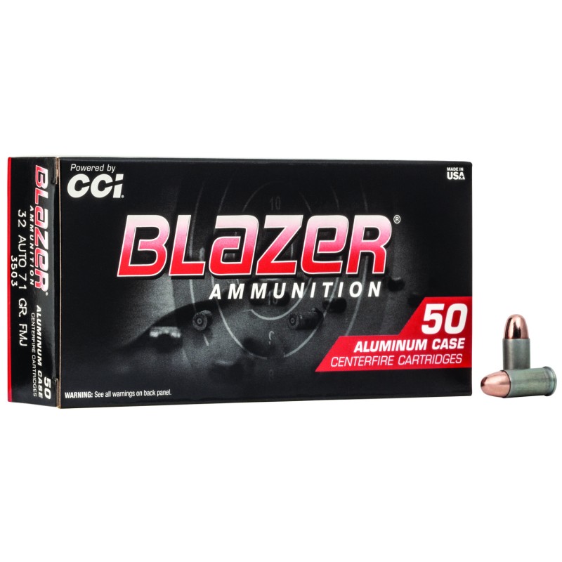 CCI 3503 Blazer Handgun 32ACP 71gr Total Metal Jacket 50 Per Box20 Case