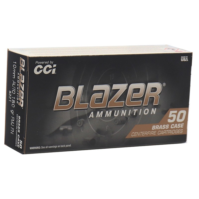 CCI 5221 Blazer Brass Handgun 10mmAuto 180gr Full Metal Jacket 50 Per Box20 Case