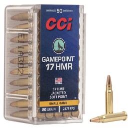 CCI 0052 Gamepoint Rimfire 17HMR 20gr Jacketed Soft Point 50 Per Box40 Case