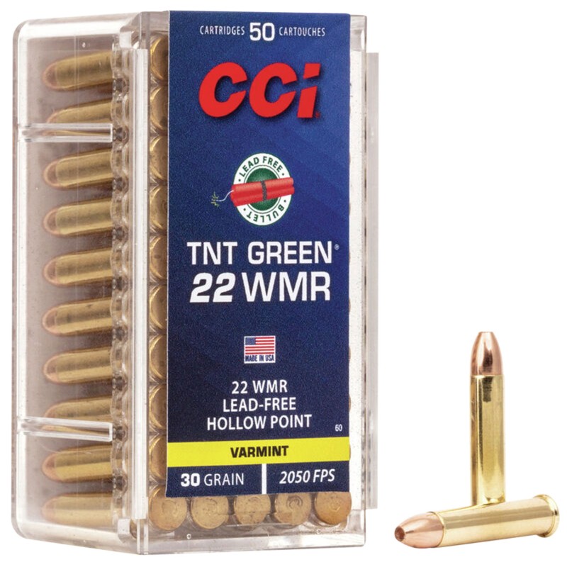 CCI 0060 TNT Green  22WMR 30gr Speer TNT Green Hollow Point 50 Per Box40 Case