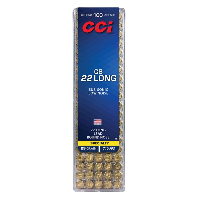 CCI 0038 Specialty CB Subsonic 22Long 29gr Lead Round Nose 100 Per Box50 Case