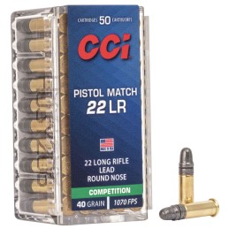 CCI 0051 Pistol Match Competition 22LR 40gr Lead Round Nose 50 Per Box100 Case