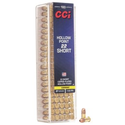 CCI 0028 VNT Rimfire 22Short 27gr Copper Plated Hollow Point 100 Per Box50 Case