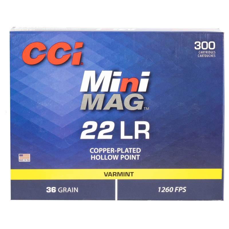 CCI 962 MiniMag Varmint 22LR 36gr Jacketed Hollow Point 300 Per Box10 Case