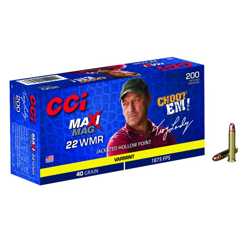 CCI 958 MaxiMag Varmint 22WMR 40gr Jacketed Hollow Point 200 Per Box10 Case