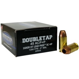 DoubleTap Ammunition 45A160XM   45ACP 160gr Lead Free Hollow Point 20 Per Box50 Case