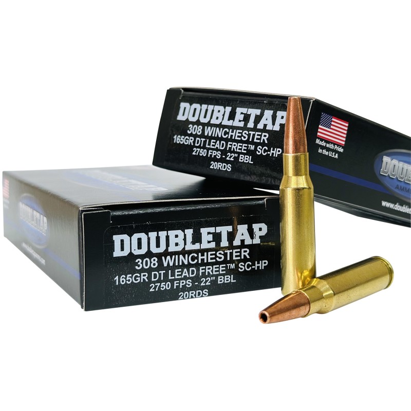 DoubleTap Ammunition 308W165X   308Win 165gr Lead Free Hollow Point 20 Per Box25 Case