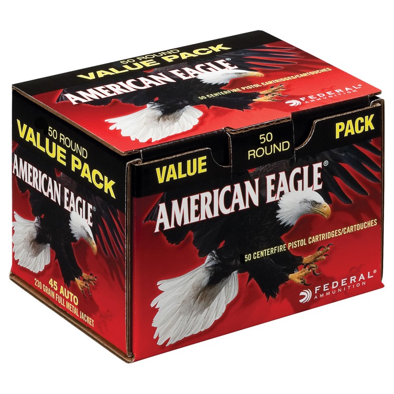 Federal AE45A50 American Eagle Handgun 45ACP 230gr Full Metal Jacket 50 Per Box10 Case