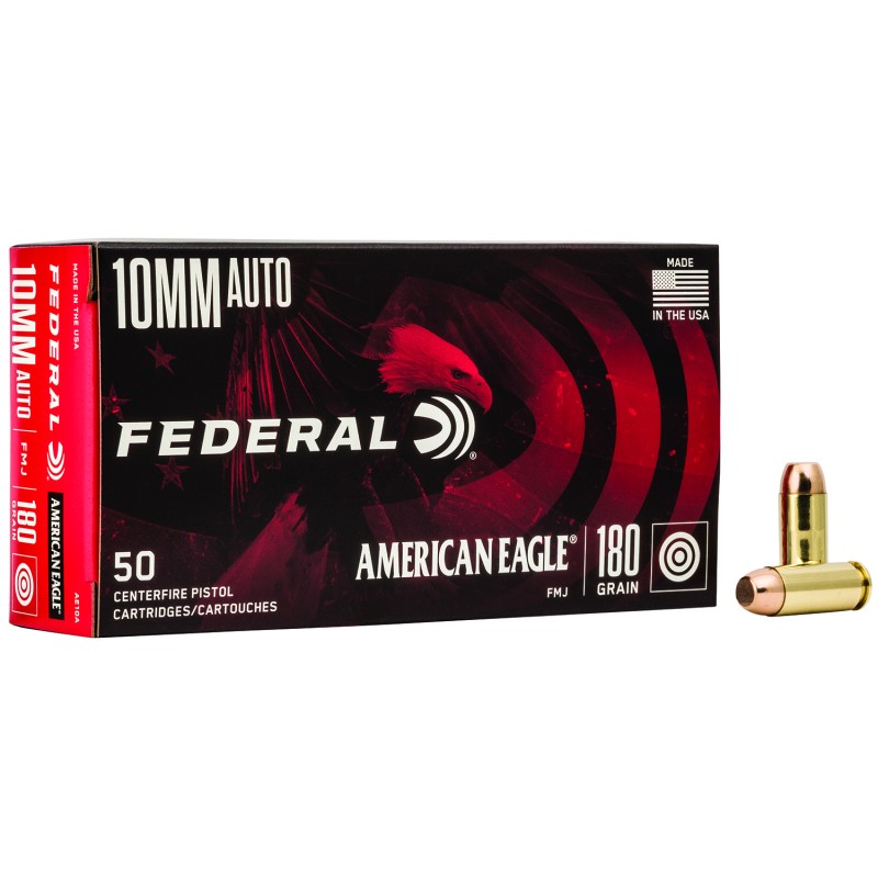 Federal AE10A American Eagle Handgun 10mmAuto 180gr Full Metal Jacket 50 Per Box20 Case