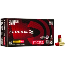 Federal AE9SJAP1 American Eagle Syntech Action Pistol  9mmLuger 150gr Total Syntech Jacket Flat Nose 50 Per Box10 Case