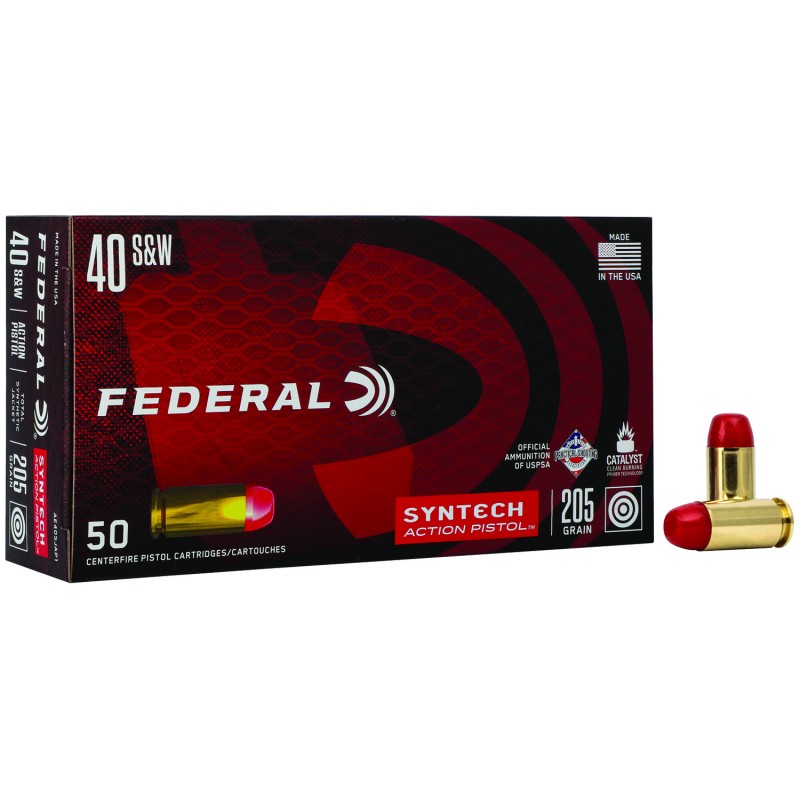 Federal AE40SJAP1 American Eagle Syntech Action Pistol  40SW 205gr Total Syntech Jacket Flat Nose 50 Per Box10 Case