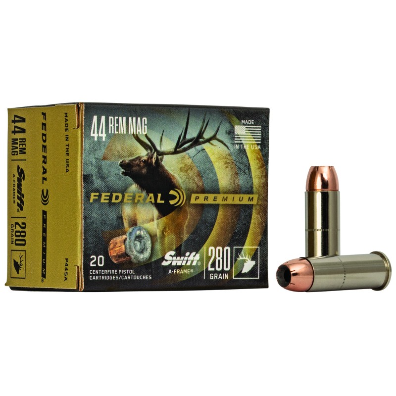 Federal P44SA Premium  44RemMag 280gr Swift A Frame 20 Per Box10 Case