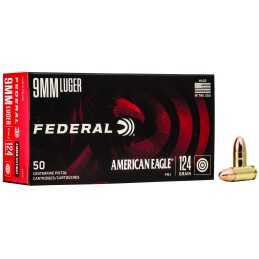 Federal AE9AP American Eagle Handgun 9mmLuger 124gr Full Metal Jacket 50 Per Box20 Case