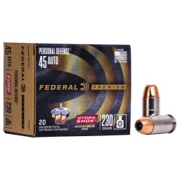 Federal P45HS1 Premium Personal Defense 45ACP 230gr HydraShok Jacketed Hollow Point 20 Per Box25 Case