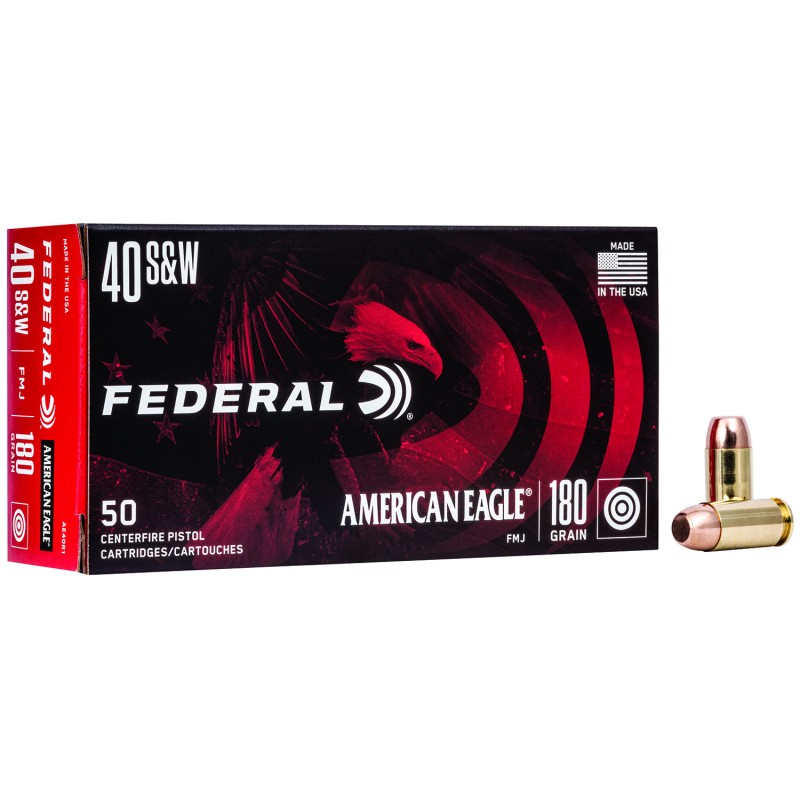 Federal AE40R1 American Eagle Handgun 40SW 180gr Full Metal Jacket 50 Per Box20 Case